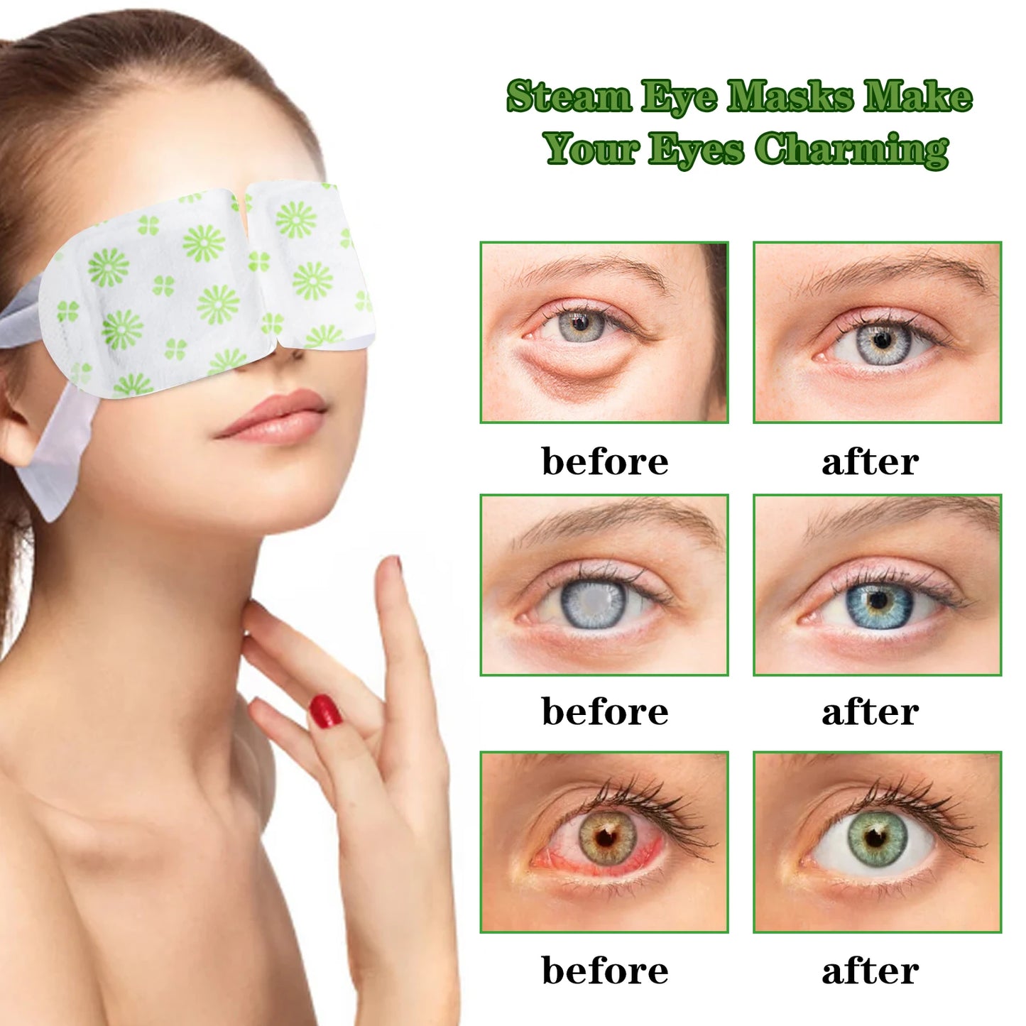 Eelhoe Herbal Steam Eye Mask Relieve Fatigue Soothe Eye Discomfort Fade Dark Circles Nourish Moisturizing Hot Compress Eye Mask