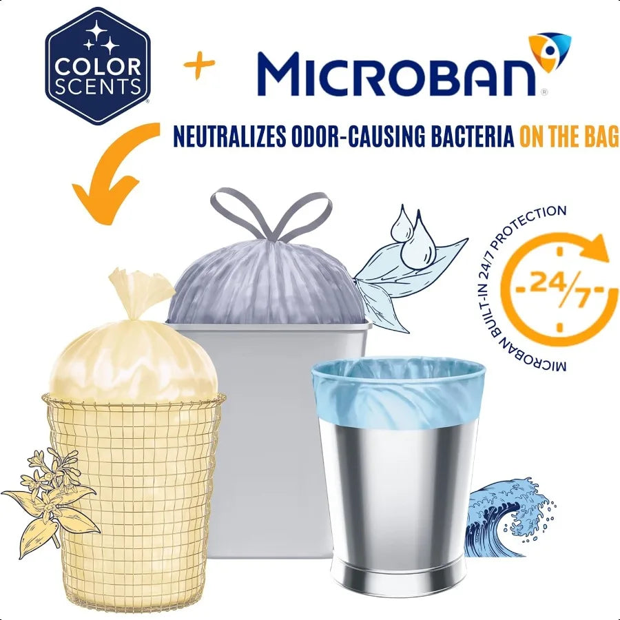 Small Trash Bags 4 Gallon 80 Bags 1 Pack of 80 Count Twist Tie Lavender Bag with Lavender Scent with Microban