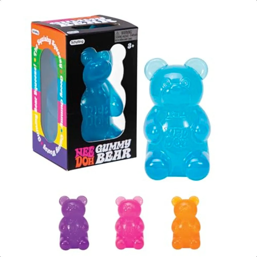 NeeDoh Gummy Bear Sensory Fidget Toy with JellyLike Filling 3.5 Tall Colors May Vary Pack of 1