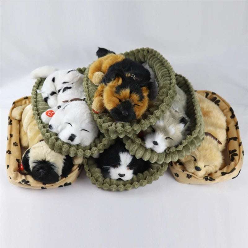 Sleeping Dog Toy Realistic Sleeping Plush Breathing Dog Animal Dolls Stuffed Toy Wholesale