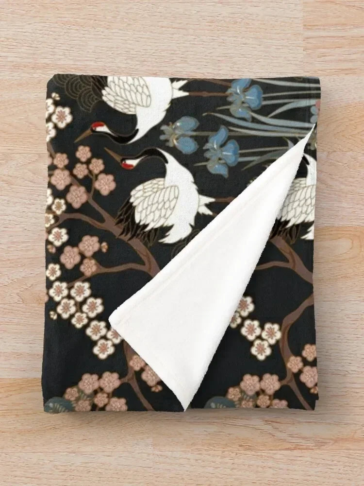 Japanese Garden Dark Throw Blanket Weighted Vintage Sofa Quilt Fluffys Large Furrys Blankets