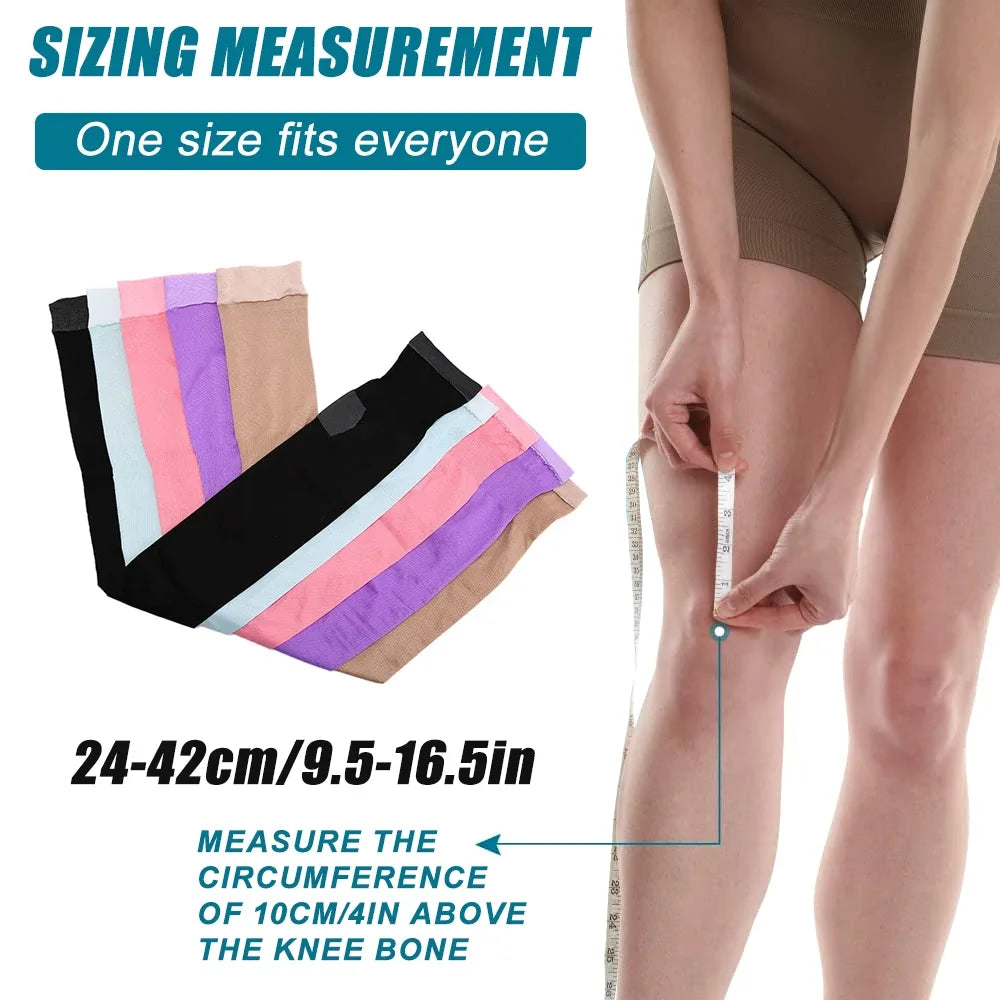 1 Pair Knee Support Leg Brace 420D Women Compression Socks, Slim Sleeping Leg Warmer Burn Fat Thin Stockings