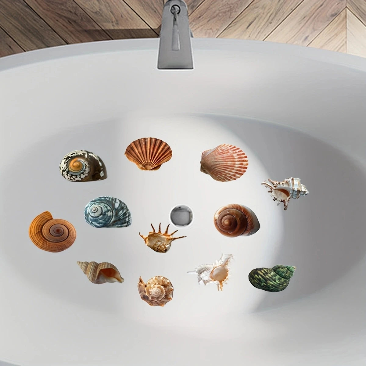 6pcs Non-Slip Shell Conch Pattern Bathtub Sticker for Bathroom Decor - Self-Adhesive Frosted Wall Decals for Toilet and Bathroom