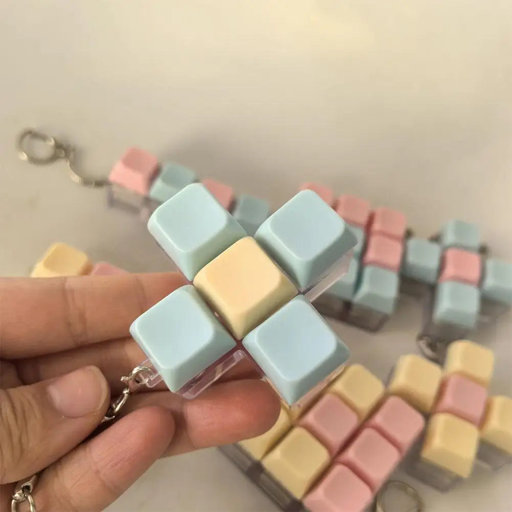 Keyboard Key Fidget Toy Colorful Keychain Keycap Stress Relief Toy For Children Adults Gifts Finger Button Anti-stress Toys