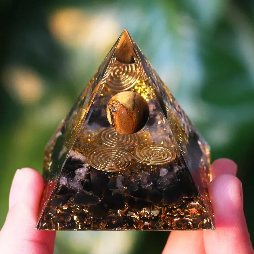 Natural Crystals Tiger Eye Tree of Life Orgonite Pyramid Healing Energy Reiki Chakra Multiplier Amethyst Meditation Lucky Stone