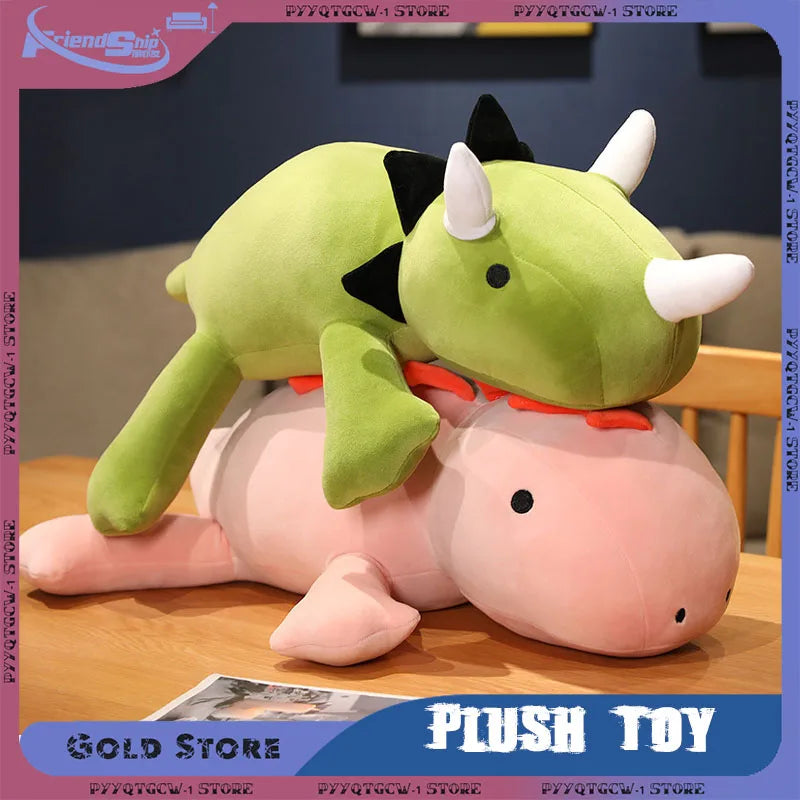Stuffed Animal Toys Soft Weighted Dino Plush Toy Cute Green Pink Dinosaur Pillow for Sleeping Comfort Girls Boys Birthday Gift