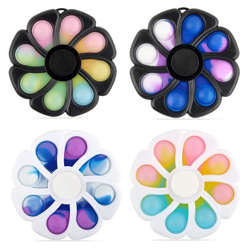 Fidget Spinner Toys 2In1 Simple Dimple 8 leaves Flower Push Pop Finger Press Bubble Anxiety Relief Stress for Kid Adults Autism