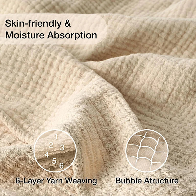 100% Cotton Blanket 6 Gauze Layers Muslin All Season Soft Throw Blankets for Bed Couch Breathable Quilt Bedspread Bedding Adults