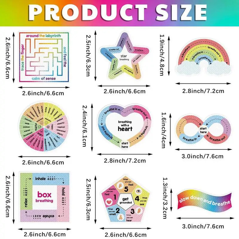 Textured Stickers 9pcs Sensory Adhesives Waterproof Tactile Rough Aesthetic Rainbow Style Textured Stickers For Desk Phone