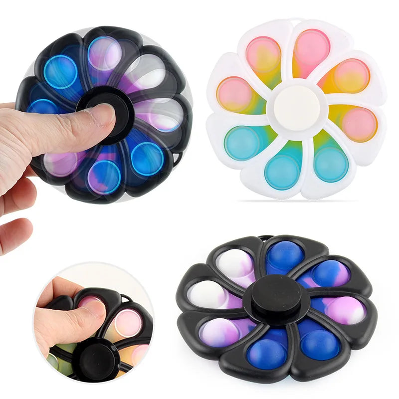 Fidget Spinner Toys 2In1 Simple Dimple 8 leaves Flower Push Pop Finger Press Bubble Anxiety Relief Stress for Kid Adults Autism