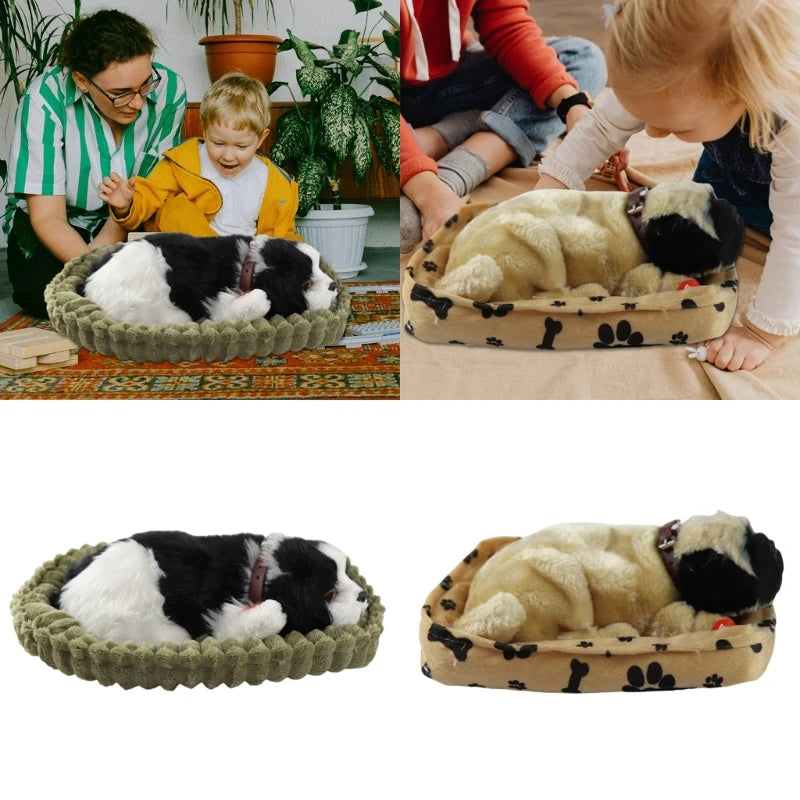 Sleeping Dog Toy Realistic Sleeping Plush Breathing Dog Animal Dolls Stuffed Toy Wholesale