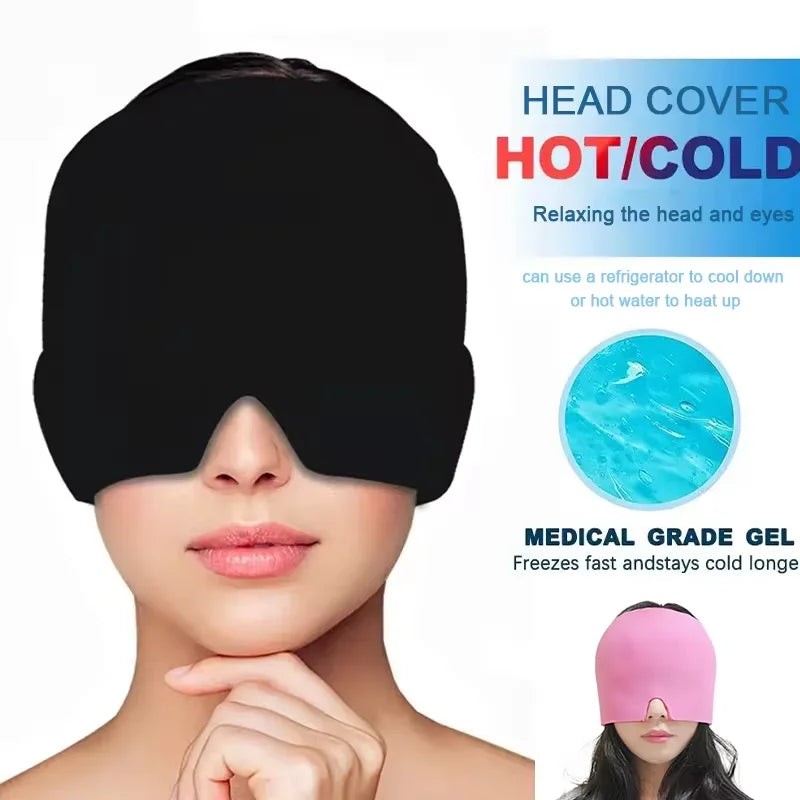 Migraine Relief Hat headache hat Gel Hot Cold Therapy Ice Cap For Relieve Pain Head Wrap Face Mask Head Massage Sleep Eye Mask