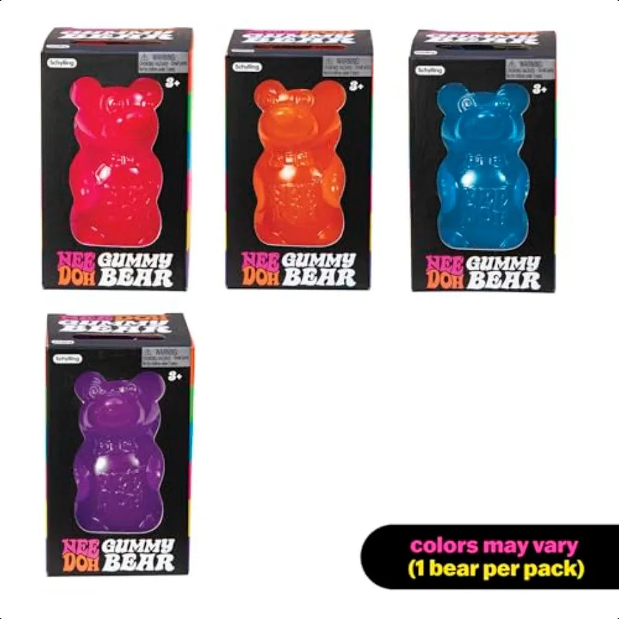 NeeDoh Gummy Bear Sensory Fidget Toy with JellyLike Filling 3.5 Tall Colors May Vary Pack of 1