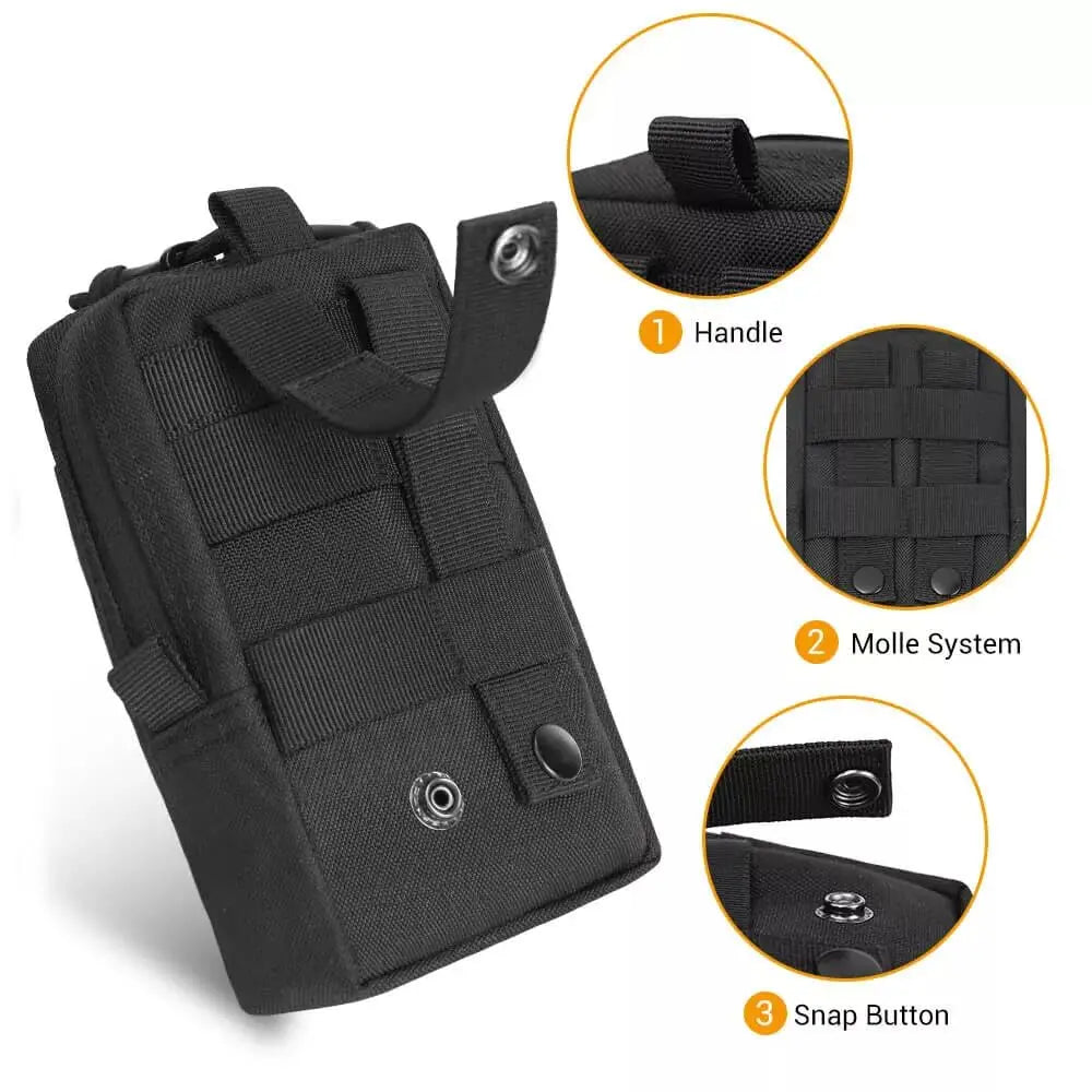 Multipurpose Tactical Molle Mobile Phone Belt Pouch EDC Gadget Slim Utility Waist Bag with Cellphone Holster
