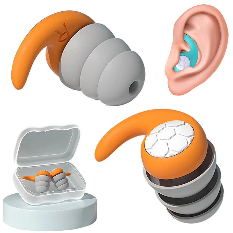 Sleeping Ear Plugs Noise Reduction Silicone Waterproof Earplug Professional Soundproof Earplug Three-Layer Mute Filter for Ears