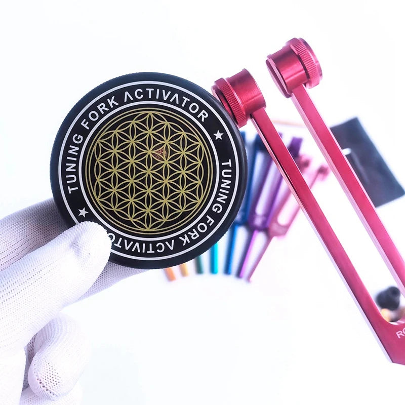 Chakra Tuning Fork Set, Colorful Tuning Forks With Rubber Mallet,Wrench For Healing, Sound Therapy, Yoga, Meditation