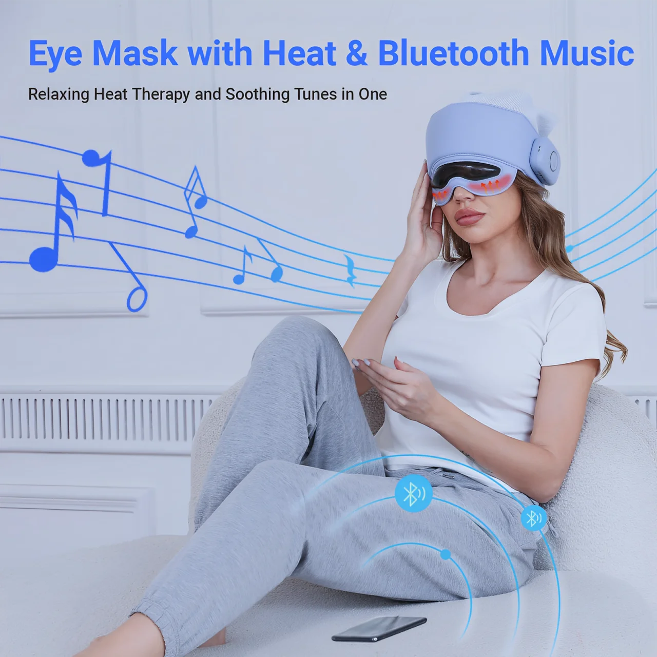 Head Massager for Fatigue Relief, Eye Massager with Heat, Head and Eye Massage for Stress Relief, Bluetooth-Capable, Ideal gifts