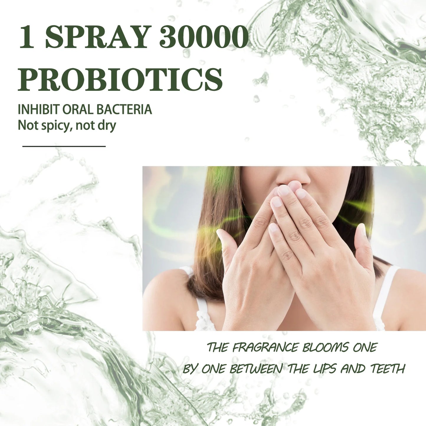 Probiotic Breath Freshener Oral Spray Natural Formula Portable Effective in Removing Bad Breath Mint Flavored Mouth Spray