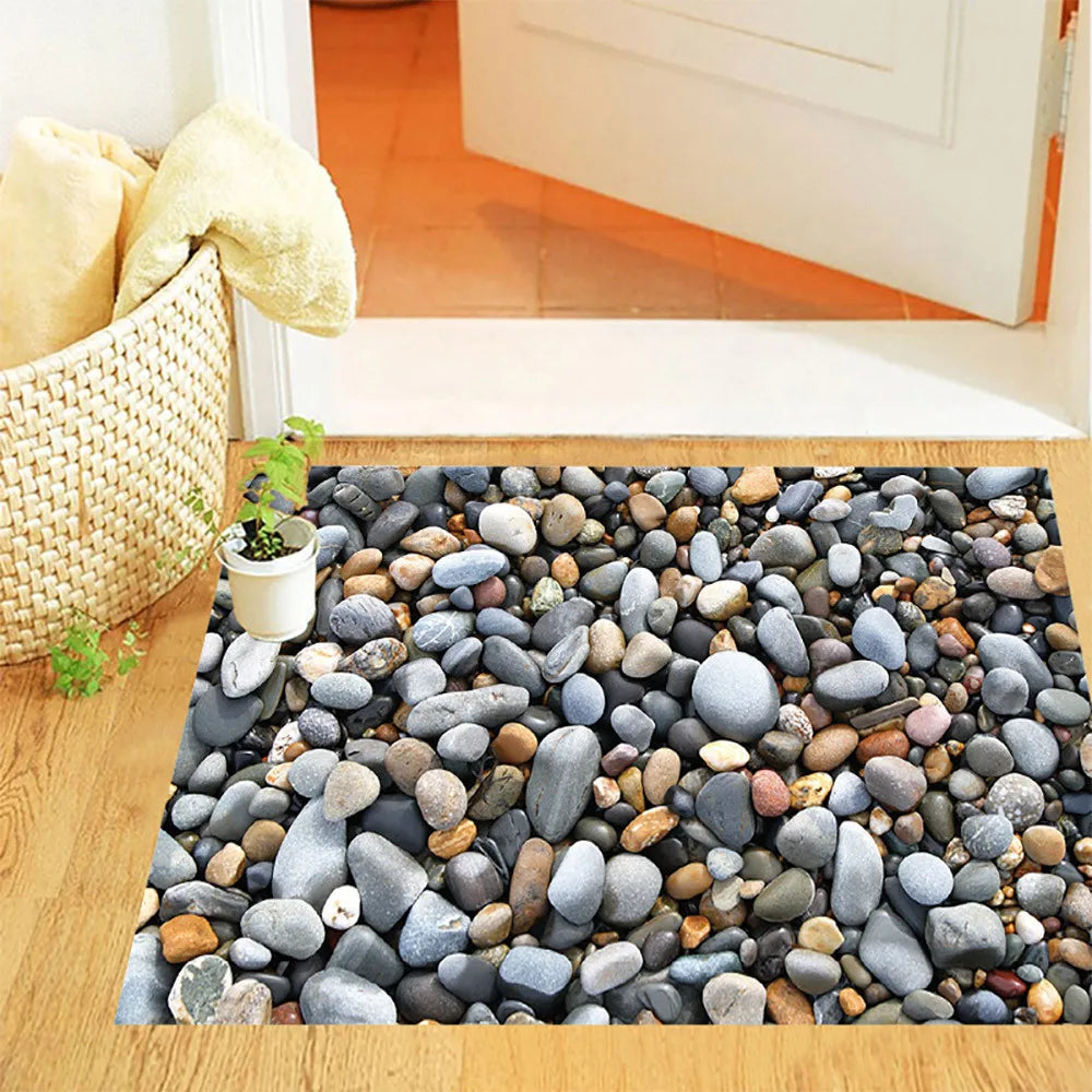 Cobblestone 3D Floor Stickers Removable Anti-slip PVC Sticker Wallpaper For Home Bathroom Corridors Kitchen Decoration Stickers