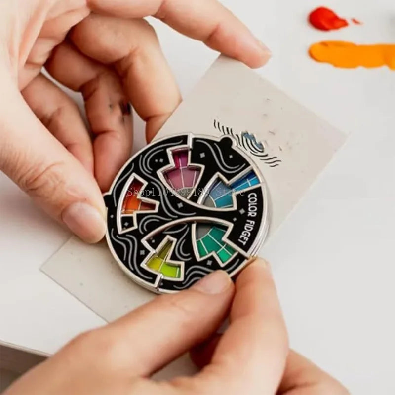 Color Wheel Fidget Enamel Pin Rotating Spinner Brooch Creative Metal Accessory for Stress Relief Art Lovers Backpack Jacket