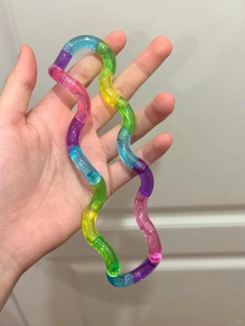 Deformable Rope Fidget Toy Deformation Rope Knot Pressure Stress Relief Toys Rrainbow Color Anti Stress Deformable Rope