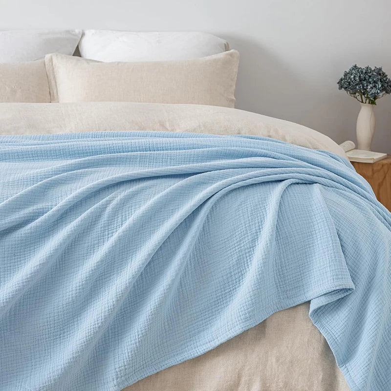 100% Cotton Blanket 6 Gauze Layers Muslin All Season Soft Throw Blankets for Bed Couch Breathable Quilt Bedspread Bedding Adults