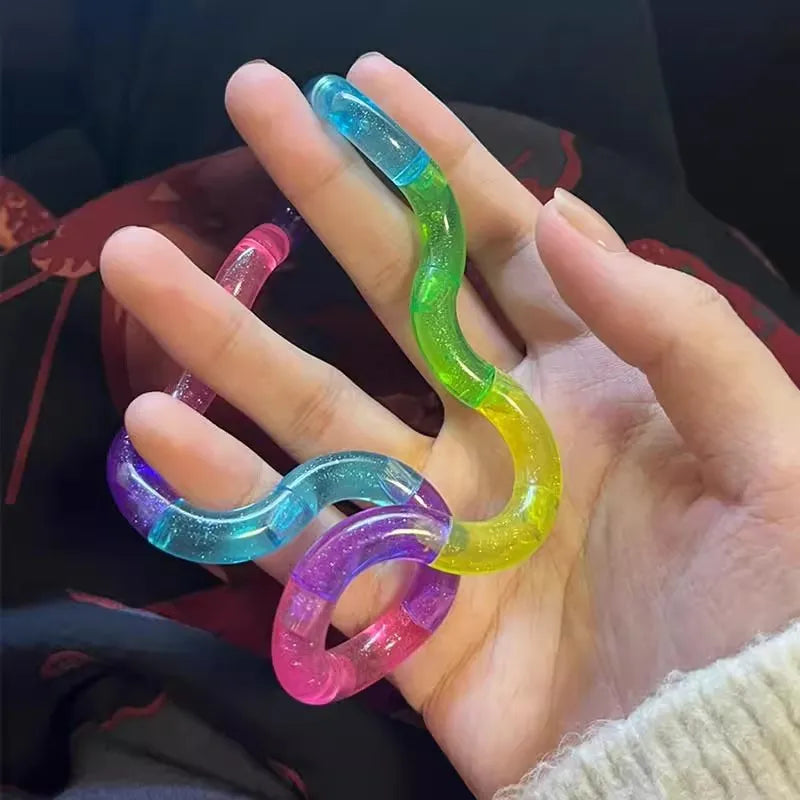 Deformable Rope Fidget Toy Deformation Rope Knot Pressure Stress Relief Toys Rrainbow Color Anti Stress Deformable Rope
