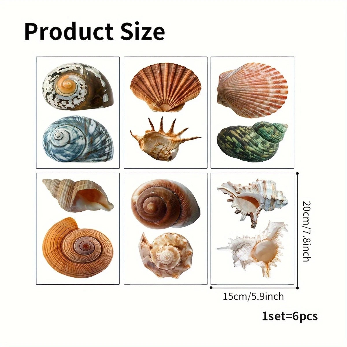 6pcs Non-Slip Shell Conch Pattern Bathtub Sticker for Bathroom Decor - Self-Adhesive Frosted Wall Decals for Toilet and Bathroom