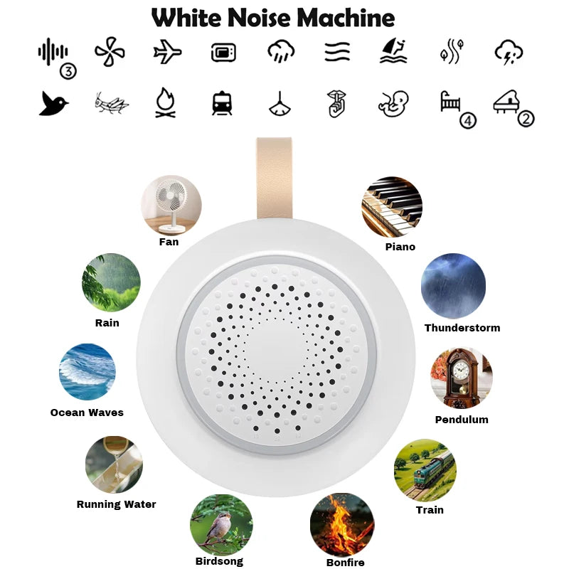Baby White Noise Machine Rechargeable Timed Shutdown Sleep Machine Baby Sleep Sound Player Night Light Timer Noise Player