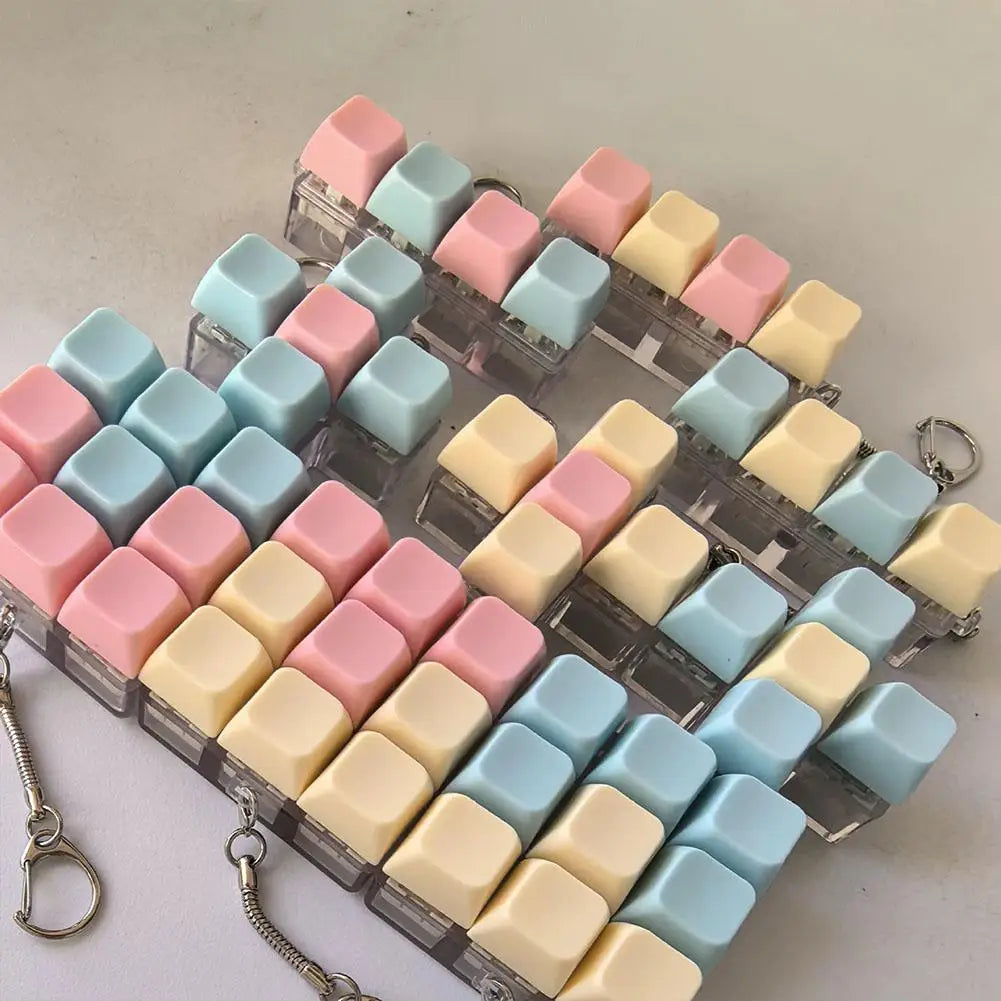 Keyboard Key Fidget Toy Colorful Keychain Keycap Stress Relief Toy For Children Adults Gifts Finger Button Anti-stress Toys