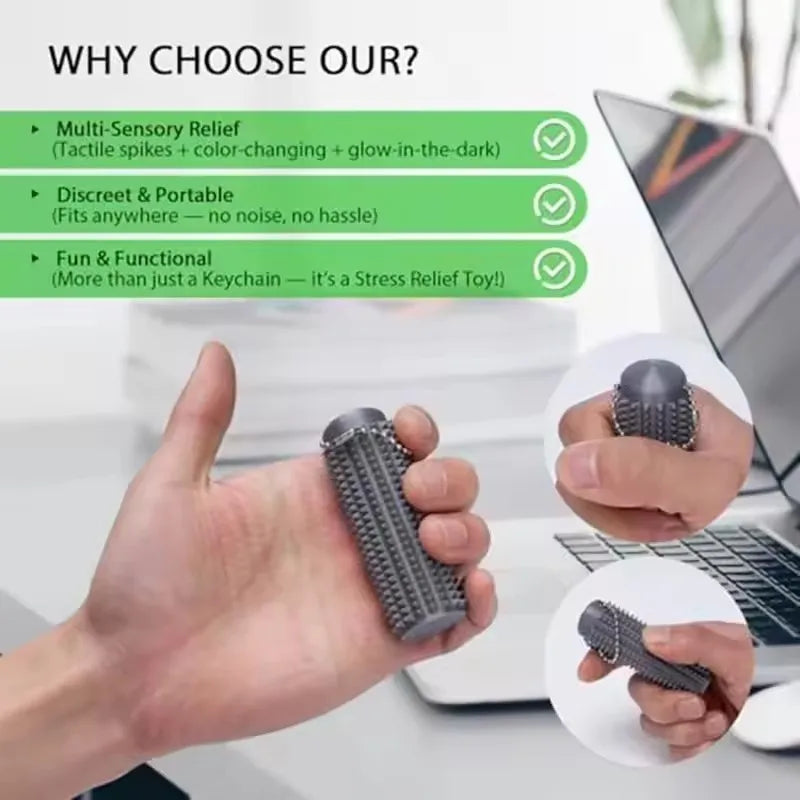 "Tactile Sensory Keychain | BPA-Free Fidget Anxiety Relief Toy with Spiky Grip, Portable Office Desk Stress Relief Tool "