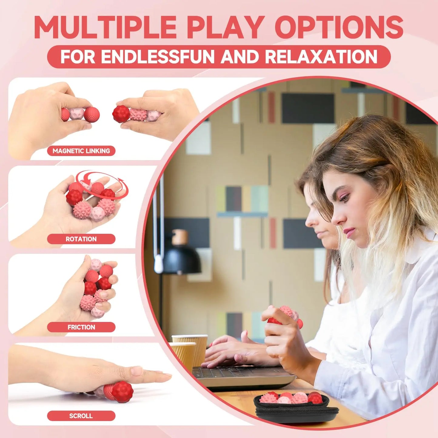 8 PCS Magnetic Sensory Fidget Ball Toy, Attracting Stress Ball with Silicone Shell for Adults and Teens