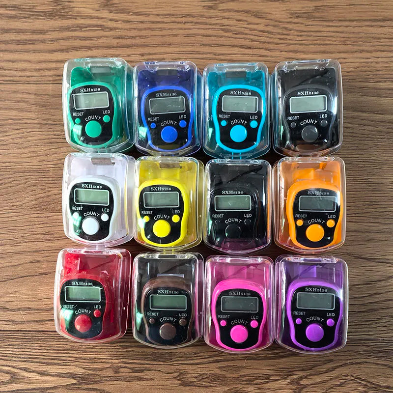 Digital Tally Finger Counter with Led, Colorful Tasbeeh Tasbih 5-Digits Counter Clickers with Led Light, Carry Ring,