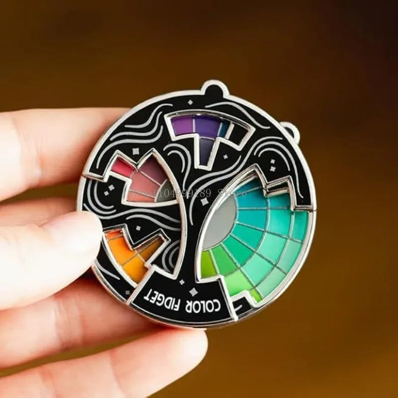 Color Wheel Fidget Enamel Pin Rotating Spinner Brooch Creative Metal Accessory for Stress Relief Art Lovers Backpack Jacket