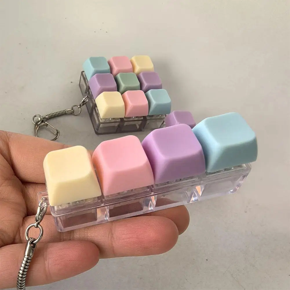 Keyboard Key Fidget Toy Colorful Keychain Keycap Stress Relief Toy For Children Adults Gifts Finger Button Anti-stress Toys