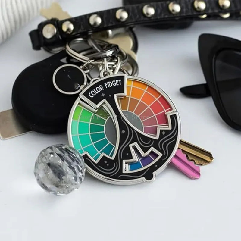 Color Wheel Fidget Enamel Pin Rotating Spinner Brooch Creative Metal Accessory for Stress Relief Art Lovers Backpack Jacket