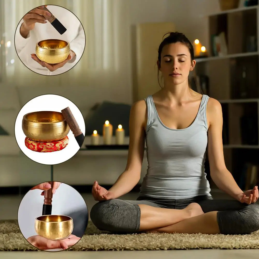 Stress Relief Singing Bowl Set Meditation Yoga Meditation Chanting Bowl Wind chime For Yoga Chakra Healing Energy Mindfulness