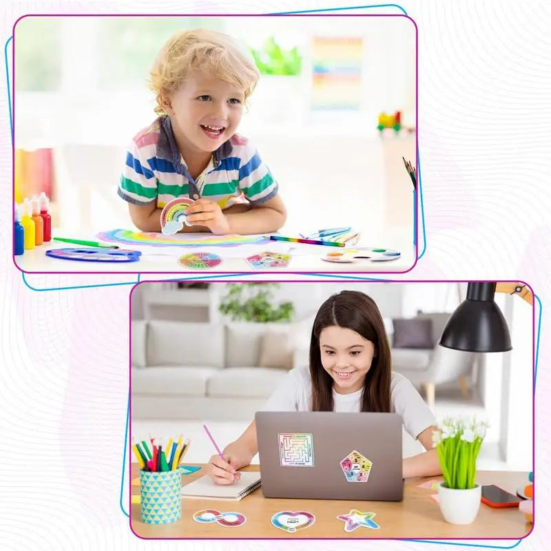 Textured Stickers 9pcs Sensory Adhesives Waterproof Tactile Rough Aesthetic Rainbow Style Textured Stickers For Desk Phone