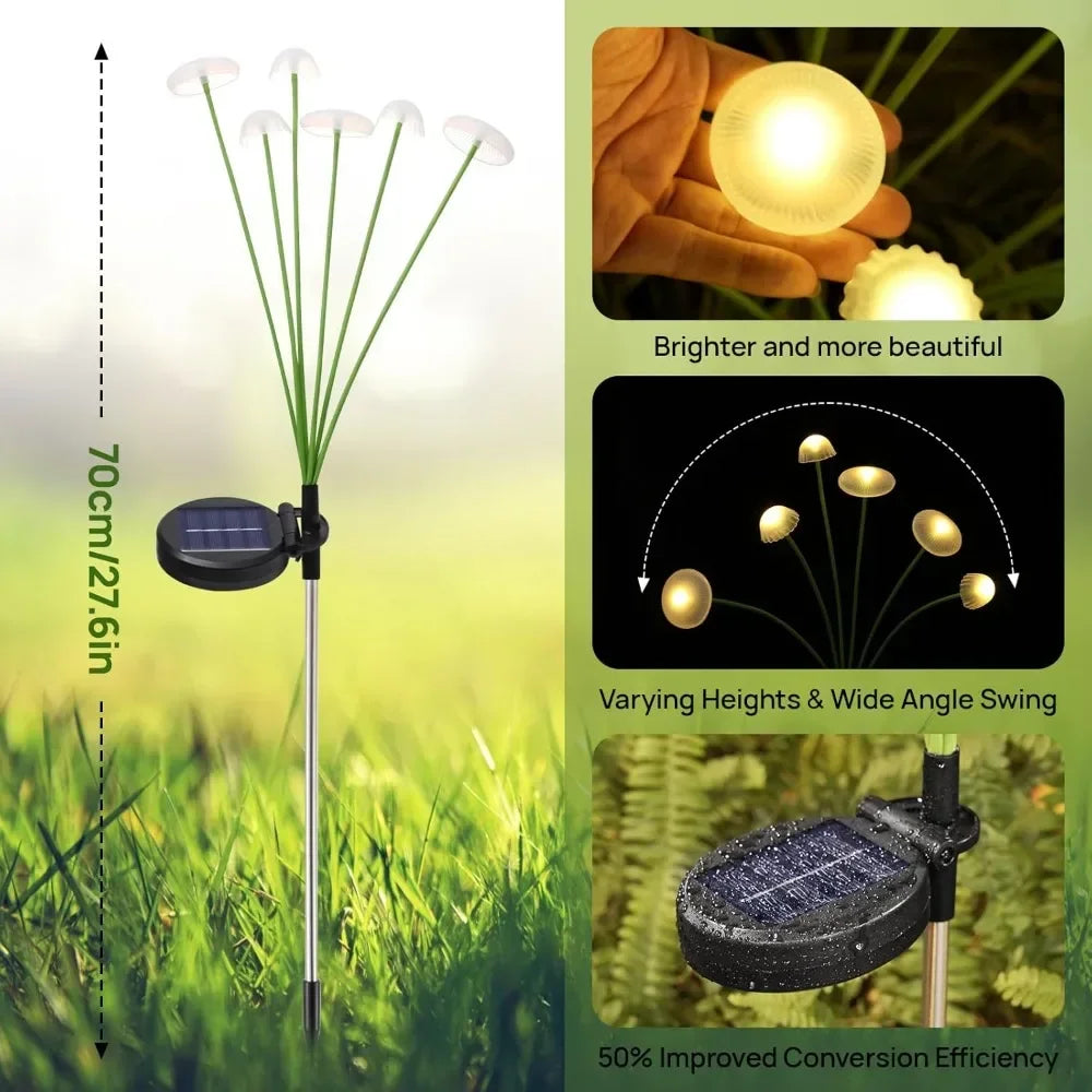 Solar 6LEDS Jellyfish Lights Mushroom Lights Solar Ground Plug Atmosphere Lights Garden Decoration Lights Lawn Lights