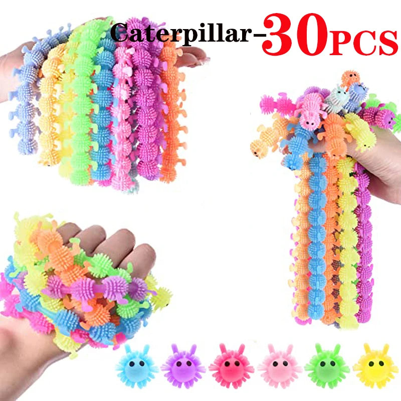 5/30PCS Funny Stretch Sensory Toys Unicorn Caterpillar Dinosaur Alpaca Kawaii Fidget Toys Stress Relief Gifts for Children Adult