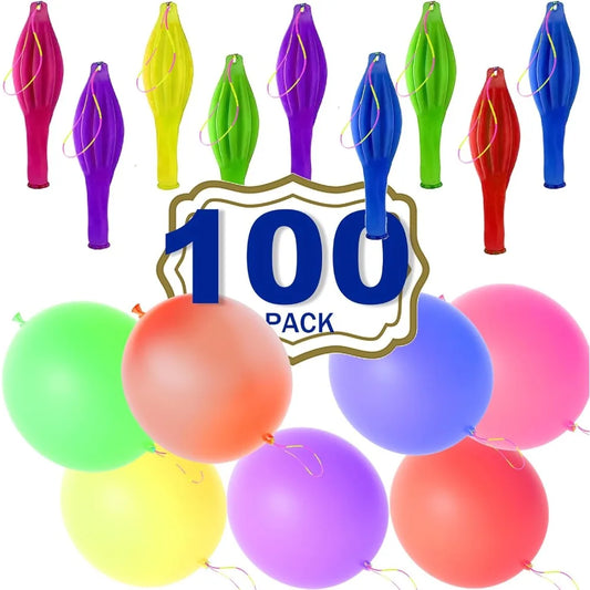 100Pcs Punch Balloons with Elastic Bnad Shake Clap Fitness Balloon Kids Toys Thicken Fun Balls Birthday Party Decoration – Environmental Sensory Support | Comfort & Regulation