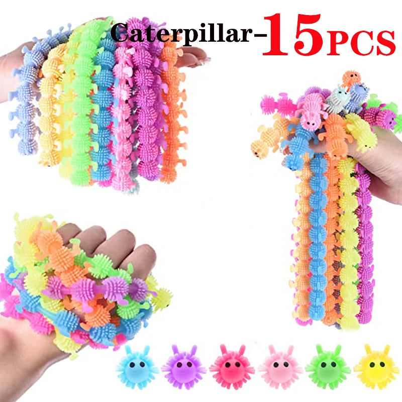 5/30PCS Funny Stretch Sensory Toys Unicorn Caterpillar Dinosaur Alpaca Kawaii Fidget Toys Stress Relief Gifts for Children Adult