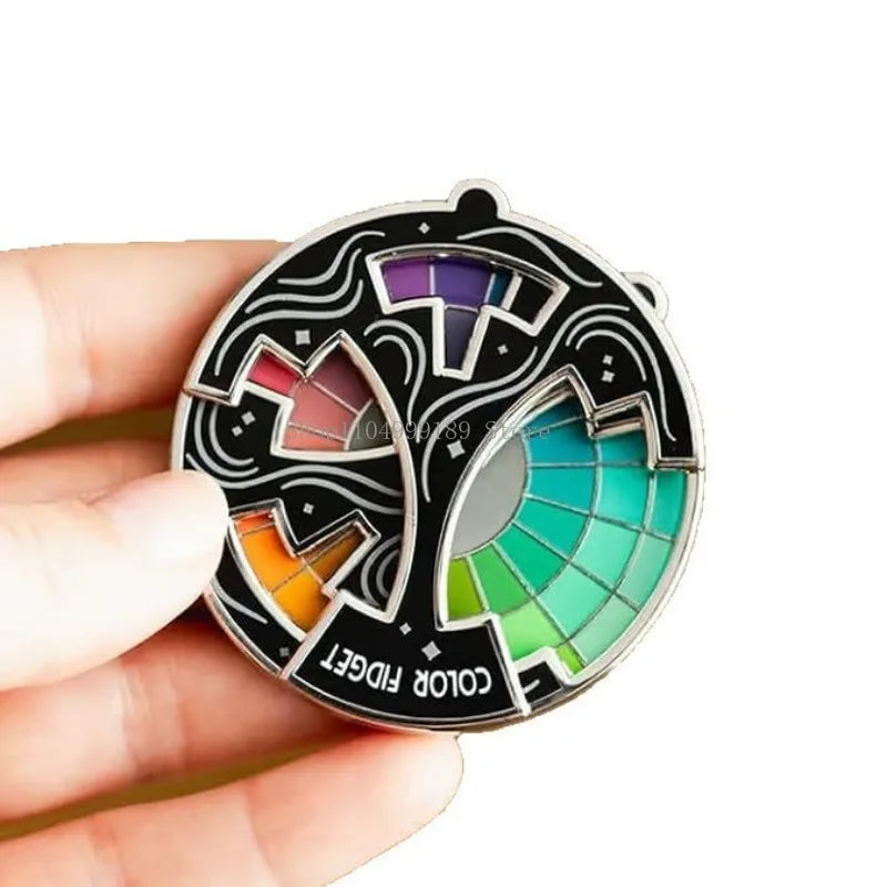 Color Wheel Fidget Enamel Pin Rotating Spinner Brooch Creative Metal Accessory for Stress Relief Art Lovers Backpack Jacket