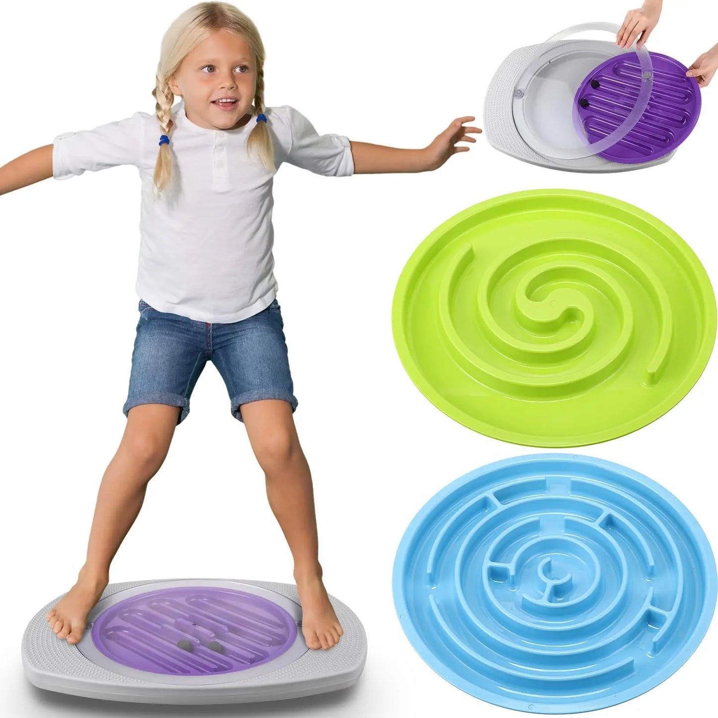 Labyrinth Balance Board Labyrinth Disks Plastic Rocker Maze Board with 2 Beads Wobble Disk Sensory Training Toys Twist Board