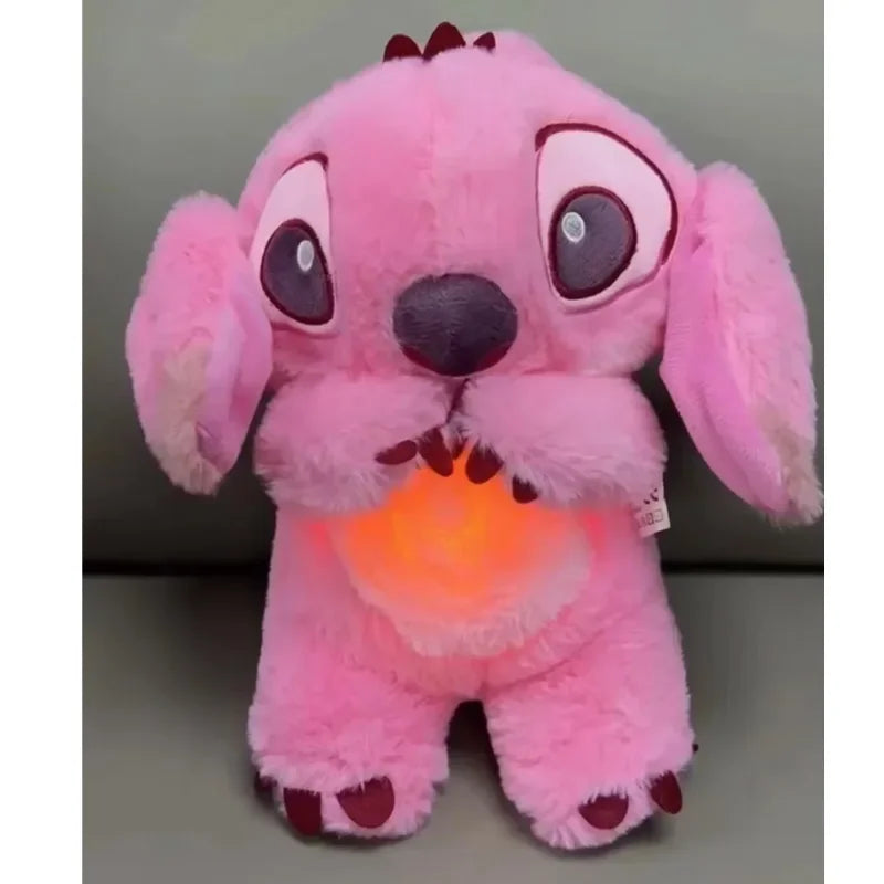 Kawaii Stitch Plush Doll Baby Sleeping Companion Sound Soothing Musical Kawaii With Air Bag and Light Doll Breathing Toys Gifts