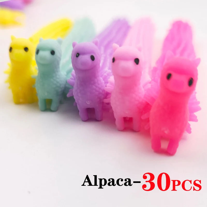 5/30PCS Funny Stretch Sensory Toys Unicorn Caterpillar Dinosaur Alpaca Kawaii Fidget Toys Stress Relief Gifts for Children Adult