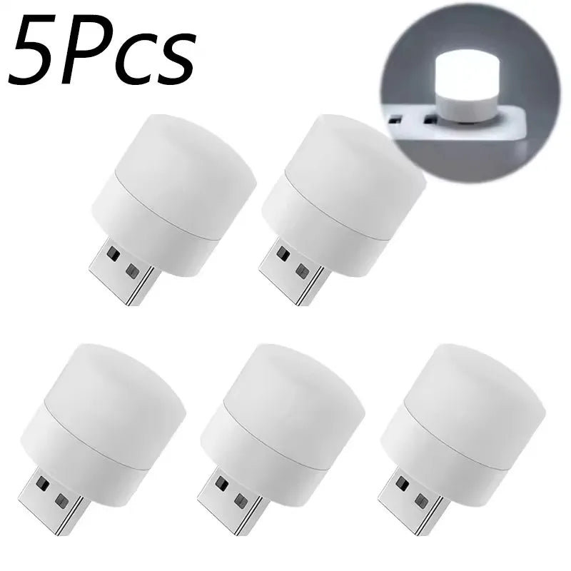 1-10Pcs Mini USB Night Light Warm White Eye Protection Book Reading Light USB Plug Computer Mobile Power Charging LED Night Lamp