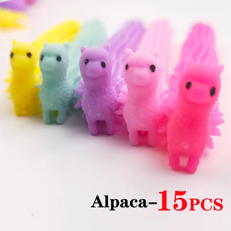 5/30PCS Funny Stretch Sensory Toys Unicorn Caterpillar Dinosaur Alpaca Kawaii Fidget Toys Stress Relief Gifts for Children Adult