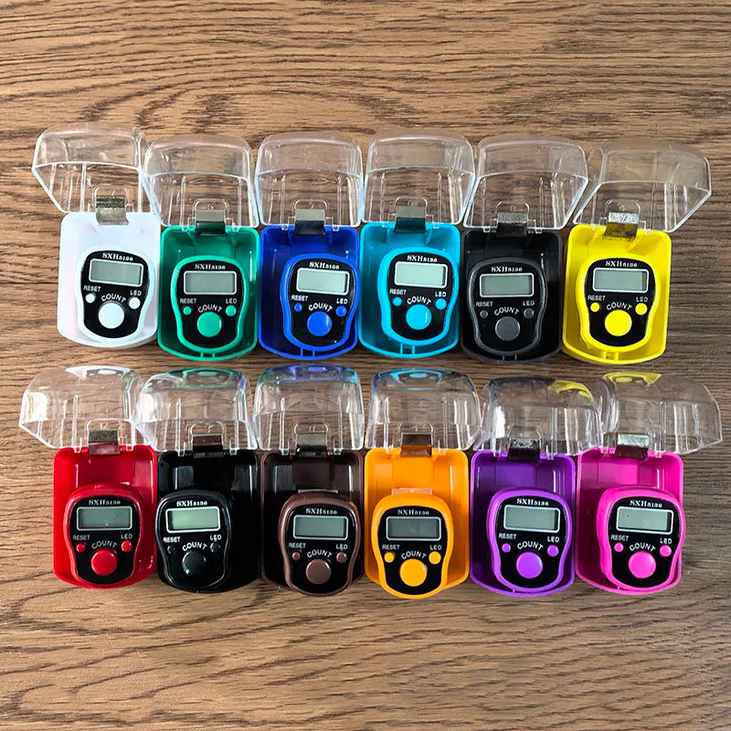 Digital Tally Finger Counter with Led, Colorful Tasbeeh Tasbih 5-Digits Counter Clickers with Led Light, Carry Ring,