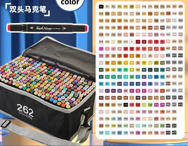 24/36/48/60/80/120/168/262 Colors Artist Double Headed Art Marker Pen Graffiti Manga Sketch Alcohol Based Soft Brush For School – Comfort‑First Design | Sensory Style